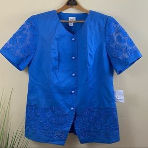 NEIMAN MARCUS *NWOT* Blue Short-sleeve Jacket 14W